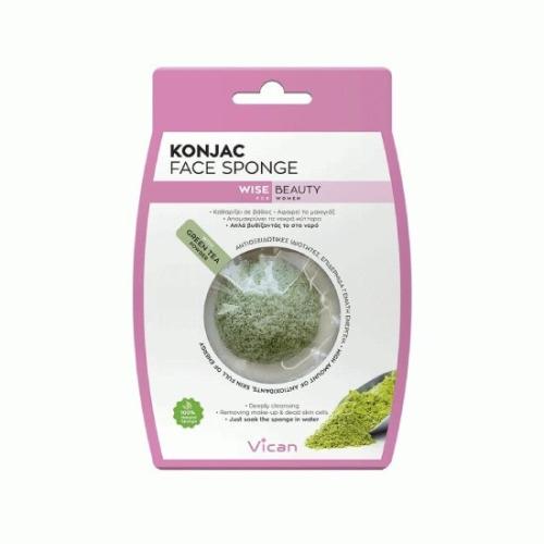 VICAN Wise Beauty-Konjac Face Sponge Green Tea Powder 1 Τεμάχιο