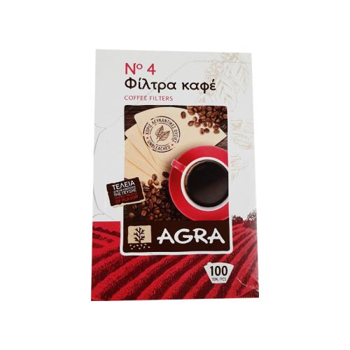 Χάρτινα φίλτρα καφέ AGRA Coffee Filters NO4 - 100 τεμ.