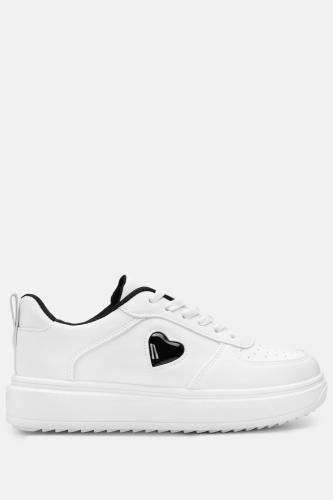 Sneakers Δίσολα με Διακοσμητική Καρδούλα - Άσπρο+Μαύρο