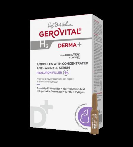 H3 Derma+ Αμπούλες Με Συμπυκνωμένο Αντιρυτιδικό Ορό 6% Υαλουρονικό Filler 10x2ml
