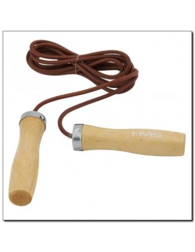 Leather skipping rope with a wooden handle HMS SK07