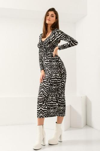 Midi φόρεμα με zebra print (MULTI)