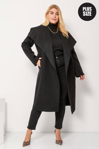 Παλτό με μεγάλο γιακά και ζώνη (BLACK)