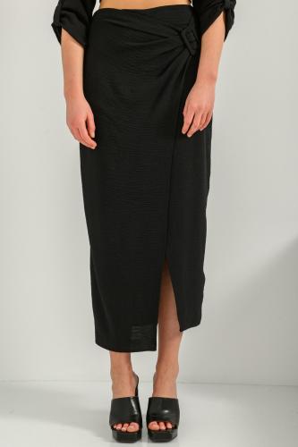 Midi φούστα με άνοιγμα και λεπτομέρεια (BLACK)