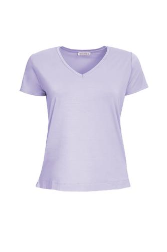 T-shirt με V λαιμόκοψη σε λιλά χρώμα