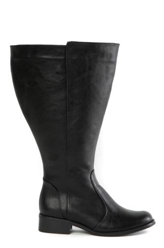 Eco leather μπότα με έξτρα φαρδιά γάμπα σε μαύρο χρώμα