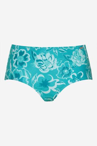 Ψηλόμεσο floral bikini-slip σε τυρκουάζ χρώμα
