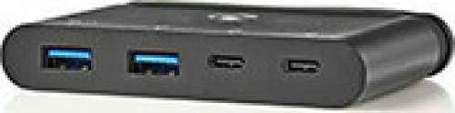 NEDIS TCARF230BK COMPUTER HUB USB TYPE-C 2X USB-C / 2X USB 3.0 (5G) POWER DELIVERY 100W BLACK