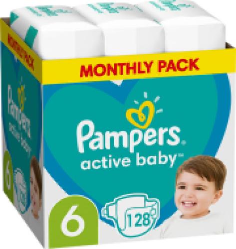 ΠΑΝΕΣ PAMPERS ACTIVE BABY NO6 (XL 13-18KG) 128TMX MONTHLY PACK