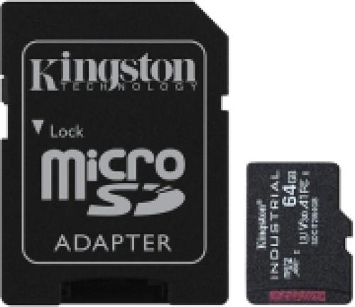 KINGSTON SDCIT2/64GB 64GB INDUSTRIAL MICRO SDXC UHS-I CLASS 10 U3 V30 A1 WITH SD ADAPTER