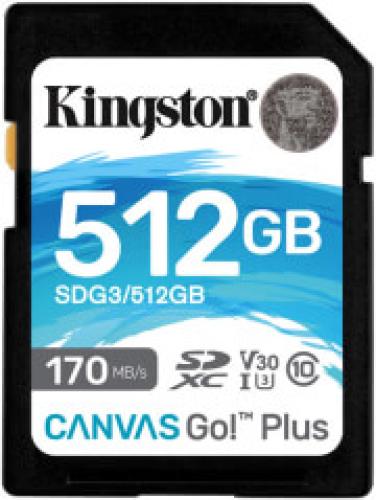 KINGSTON SDG3/512GB CANVAS GO PLUS 512GB SDXC 170R CLASS 10 UHS-I U3 V32