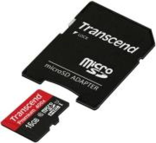 TRANSCEND TS16GUSDU1 16GB MICRO SDHC CLASS 10 UHS-I 400X PREMIUM WITH ADAPTER