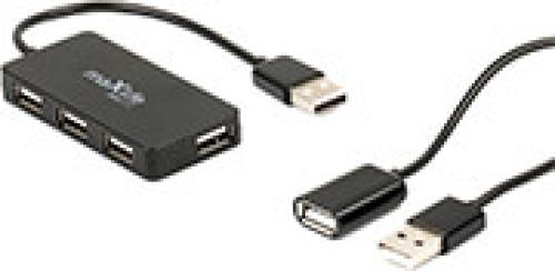 MAXLIFE HOME OFFICE USB 2.0 HUB USB - 4X USB 0,15 M BLACK + CABLE 1,5 M