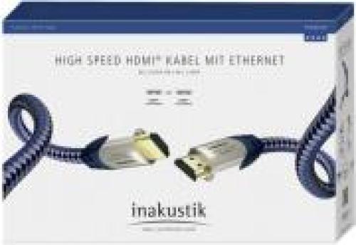 IN-AKUSTIK PREMIUM HIGH SPEED 4K HDMI CABLE WITH ETHERNET GOLD-PLATED 0.75M BLUE/SILVER