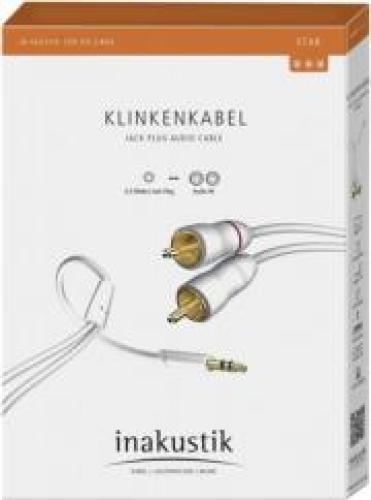 IN-AKUSTIK STAR MP3 AUDIO CABLE 3.5MM JACK PLUG - 2X CINCH 0.75M WHITE
