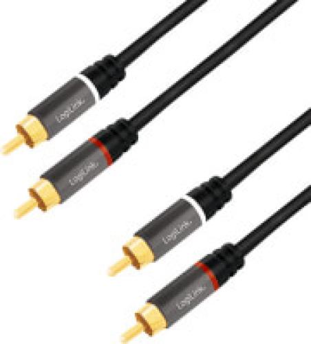 LOGILINK CA1209 STEREO AUDIO CABLE 2 X 2 RCA MALE 10M BLACK