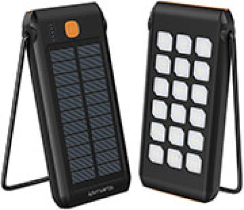 4SMARTS SOLAR POWER BANK TITAN PACK FLEX 10000MAH + STAND AND FLASHLIGHT BLACK-ORANGE