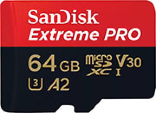 SANDISK SDSQXCU-064G-GN6MA EXTREME PRO 64GB MICRO SDXC UHS-I U3 V30 A2 WITH ADAPTER