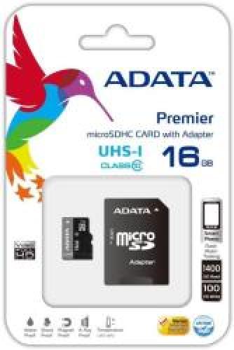 ADATA AUSDH16GUICL10-RA1 PREMIER 16GB MICRO SDHC UHS-I CLASS 10 WITH ADAPTER