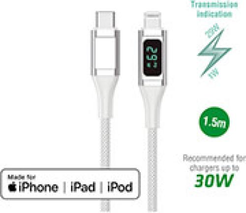 4SMARTS USB-C TO LIGHTNING CABLE DIGITCORD 30W 1.5M WHITE MFI CERTIFIED