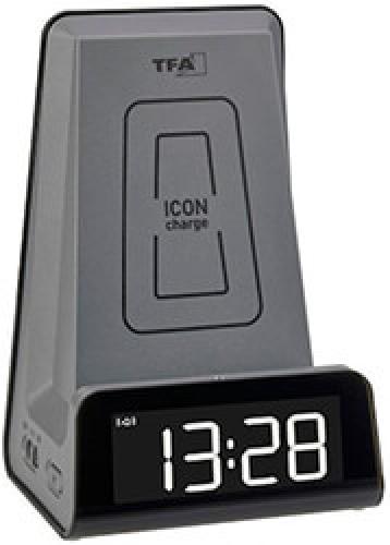 TFA 60.2033.10 ICON CHARGE ALARM CLOCK WITH CHARGER