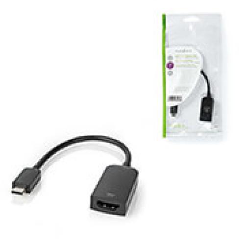 NEDIS CCGP64652BK02 USB ADAPTER USB 3.2 GEN 1 USB TYPE-C MALE HDMI FEMALE 0.20M PVC BLACK POLYBAG