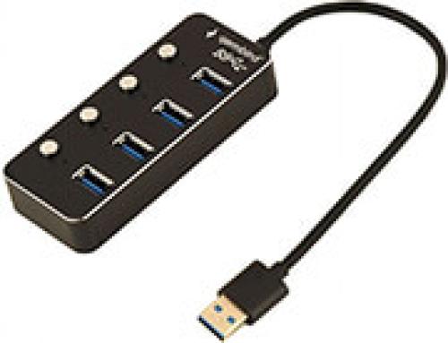 GEMBIRD USB 3.1 POWERED 4-PORT HUB WITH SWITCHES BLACK