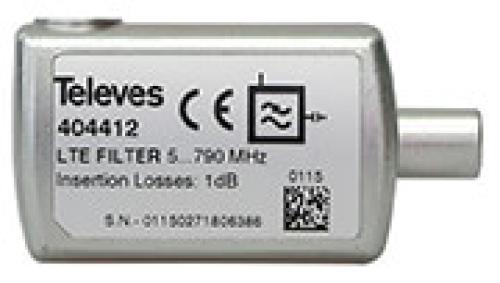 TELEVES 404412 PLUGGABLE FILTER WITH IEC CONNECTOR LTE 4G 5-790MHZ (CH 21-60)
