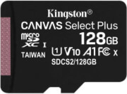 KINGSTON SDCS2/128GBSP CANVAS SELECT PLUS 128GB MICRO SDXC 100R A1 C10 SINGLE PACK