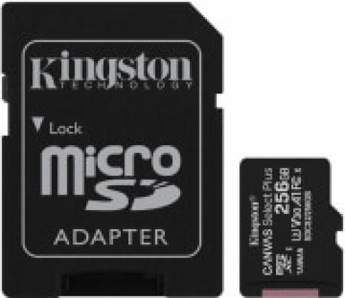 KINGSTON SDCS2/256GB CANVAS SELECT PLUS 256GB MICRO SDXC 100R A1 C10 CARD + SD ADAPTER