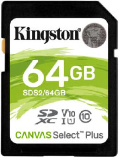 KINGSTON SDS2/64GB 64GB SDXC CANVAS SELECT PLUS 100R C10 UHS-I U1 V10