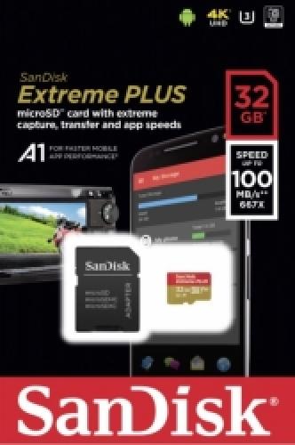 SANDISK SDSQXBG-032G-GN6MA EXTREME PLUS A1 32GB MICRO SDHC UHS-I U3 WITH ADAPTER