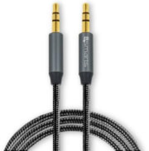 4SMARTS 3.5MM STEREO AUDIO CABLE SOUNDCORD 1M FABRIC BLACK