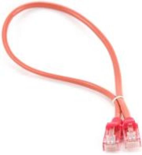 CABLEXPERT PP12-0.25M/R RED PATCH CORD CAT.5E MOLDED STRAIN RELIEF 50U PLUGS 0.25M
