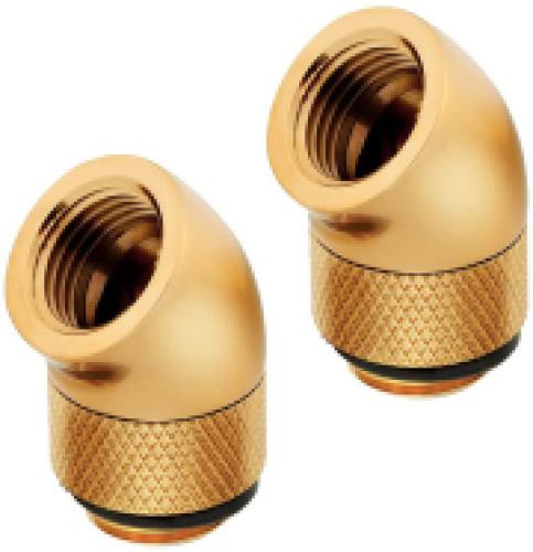 CORSAIR HYDRO X FITTING ADAPTER XF 45° ANGLED ROTARY GOLD 2-PACK