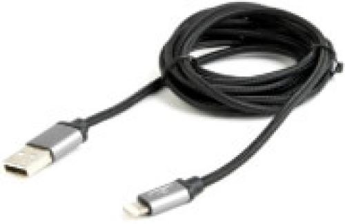 CABLEXPERT CCB-MUSB2B-AMLM-6 COTTON BRAIDED 8-PIN CABLE WITH METAL CONNECTORS 1.8M BLISTER BLACK