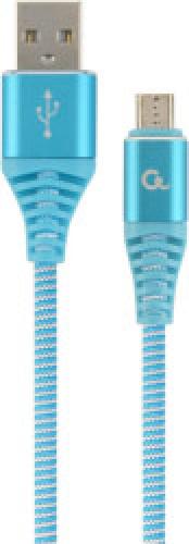 CABLEXPERT CC-USB2B-AMMBM-2M-VW PREMIUM COTTON BRAIDED MICRO-USB CHARGING CABLE BLUE/WHITE 2 M