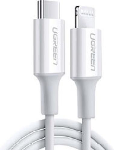 UGREEN CHARGING CABLE MFI US171 18W PD TYPE-C TO LIGHTNING I6 WHITE 1M 10493 3A