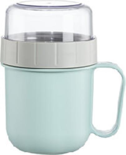 XAVAX 181582 CEREAL MUG TO GO WITH TOPPER 2 COMPARTMENTS 500 + 200 ML PASTEL BLUE/GREY