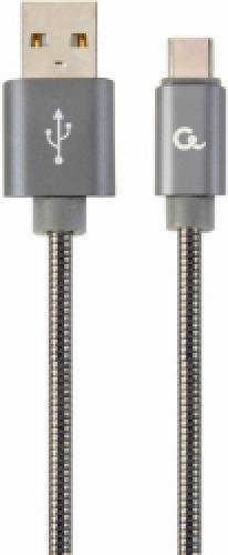 CABLEXPERT CC-USB2S-AMCM-1M-BG PREMIUM SPIRAL METAL TYPE-C USB CHARGING/DATA CABLE 1M METALLIC GREY
