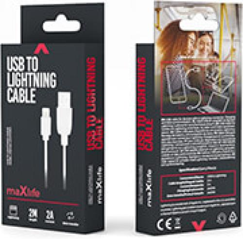 MAXLIFE CABLE USB - LIGHTNING 2,0 M 2A WHITE