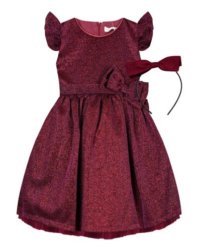 Φόρεμα γυαλιστερό με ασορτί στέκα για κορίτσι.Boutique collection | ΚΕΡΑΣΣΙ
