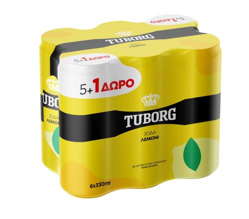 Lemon Soda Κουτί Tuborg (6x330 ml) 5+1 Δώρο
