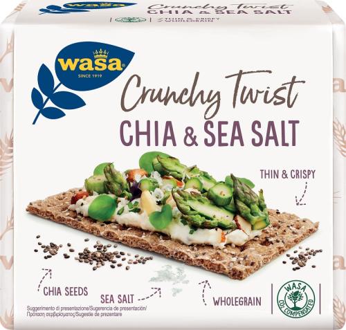 Φρυγανιές Crunchy twist Τσία & Θαλασσινό Αλάτι Wasa (245g)