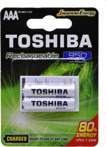 Μπαταρίες Επαναφορτιζόμενες ΑΑΑ 950 mAh Toshiba (2 τεμ)
