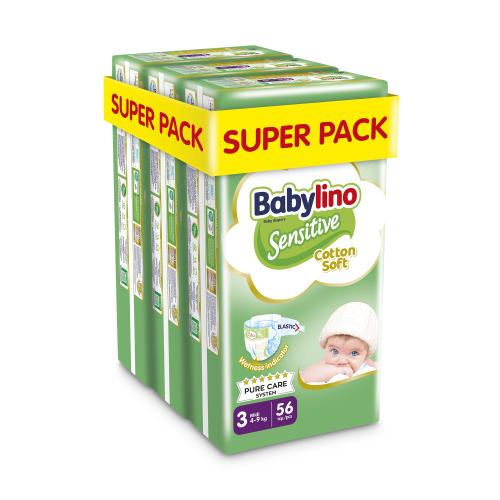 Πάνες Babylino Sensitive Value Pack No 3 (4-9 Kg) 3 Pack (168 Τεμ)