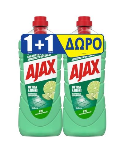 Υγρό Καθαριστικό Ultra Λεμόνι Ajax 1+1 Δώρο (2x1,5 lt)