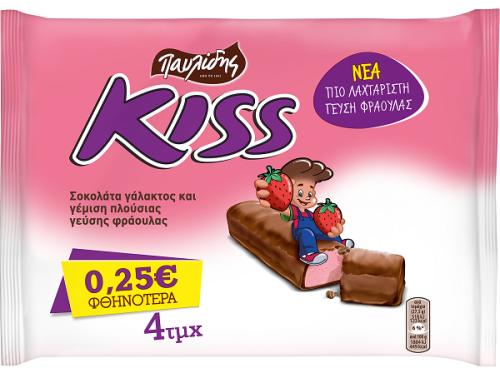 Σοκολάτα Φράουλα Kiss (4x27,5g) -0,25€
