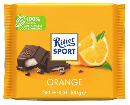 Σοκολάτα με Γέμιση Φοντάν με Γεύση Πορτοκάλι Ritter Sport (100g)