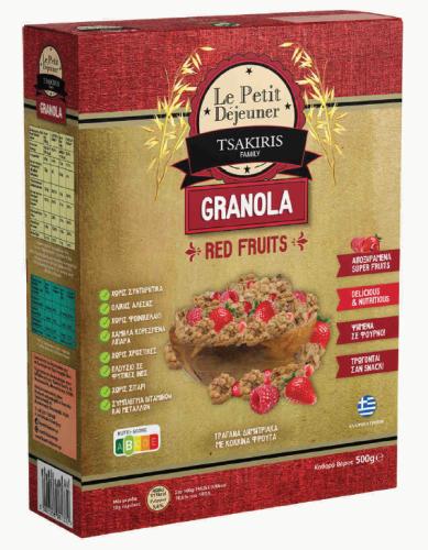 Δημητριακά Granola με Βρώμη και Κόκκινα Φρούτα Le Petit Dejeuner Tsakiris Family (500g)